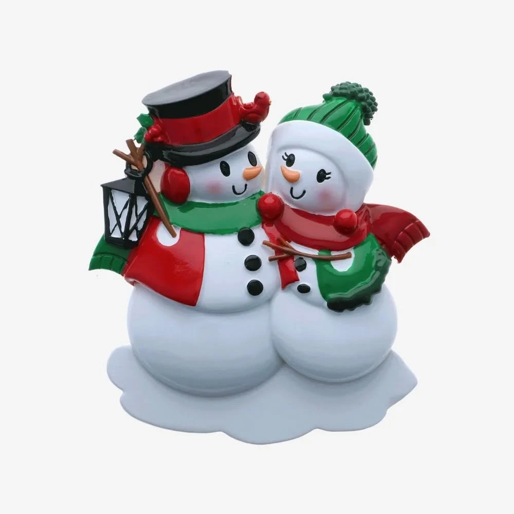 Snowman Family in Red and Green