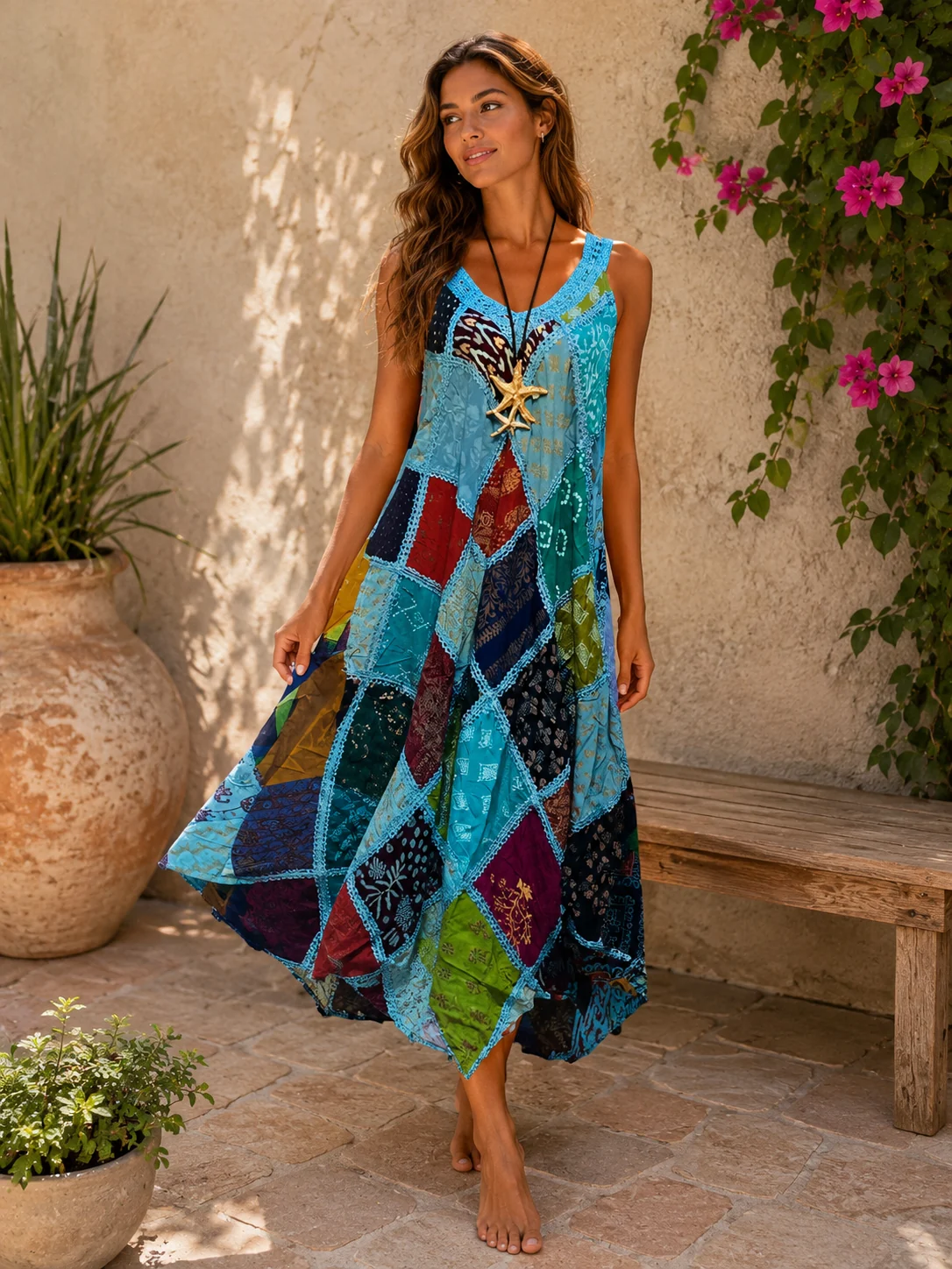 Aqua Patchwork Dress
